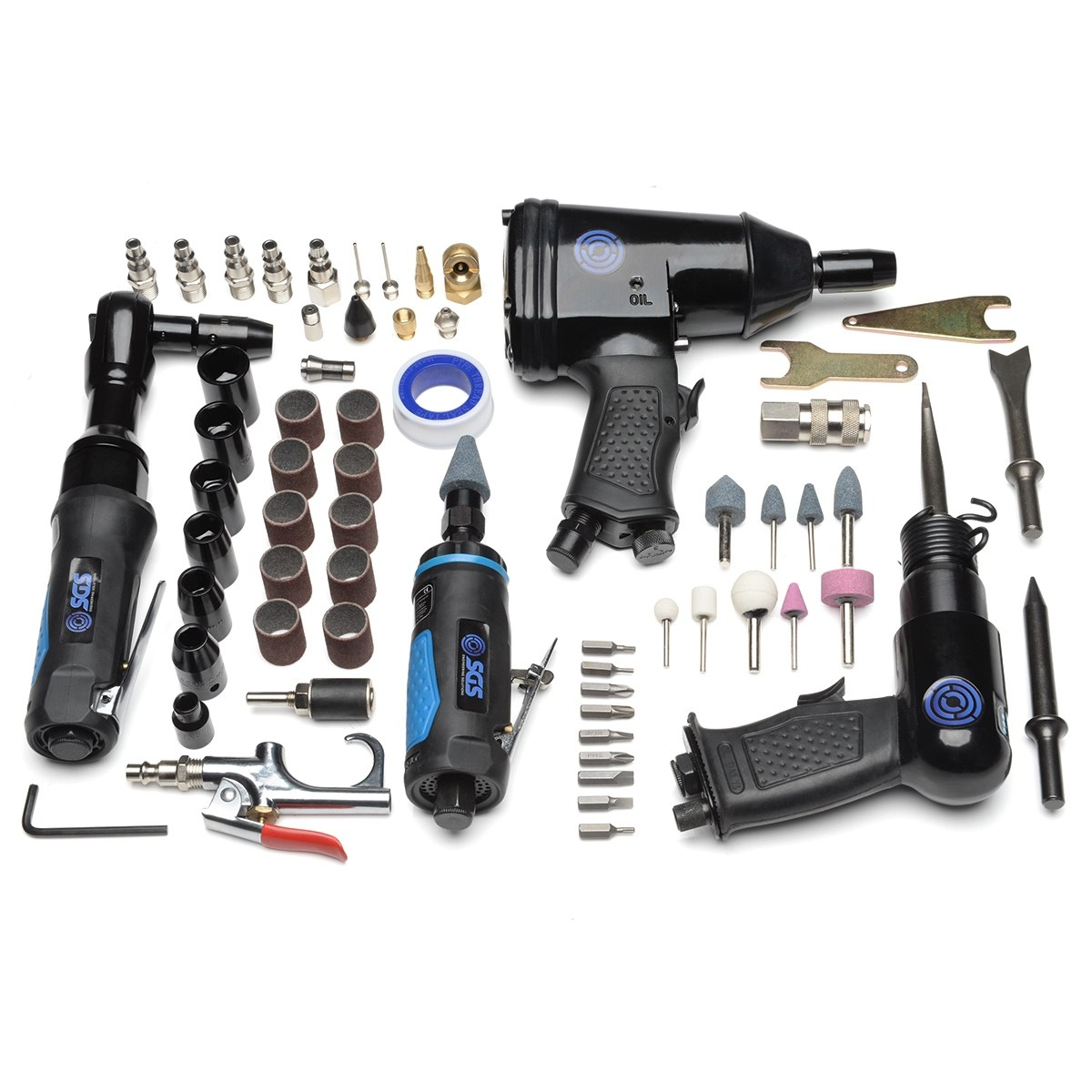 SGS 100 Litre Direct Drive Air Compressor & 71pcs Air Tool Kit - 13.8CFM 3.0HP 100L